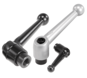 Clamping levers, die-cast zinc with internal thread, threaded insert black oxidised steel - inch