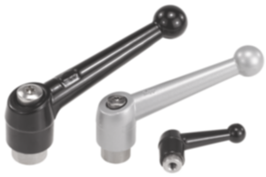 Clamping levers, die-cast zinc with internal thread, threaded insert stainless steel