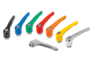 Clamping levers, die-cast zinc with internal thread, threaded insert stainless steel