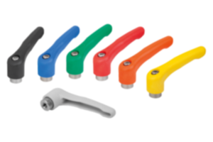 Manette indexable en plastique avec taraudage, insert taraudé en inox