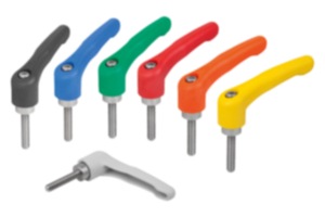 Manette indexable en plastique  avec filetage, insert fileté en inox