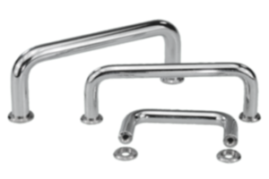 Maniglie a staffa in acciaio, rotonde, cromate lucide