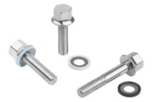 Stainless steel hexagon head bolts with collar  and seal and shim washer for Hygienic USIT® set