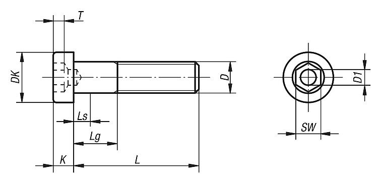 KIPP - Zylinderschrauben mit Innensechskant, niedriger Kopf DIN 6912,  Edelstahl
